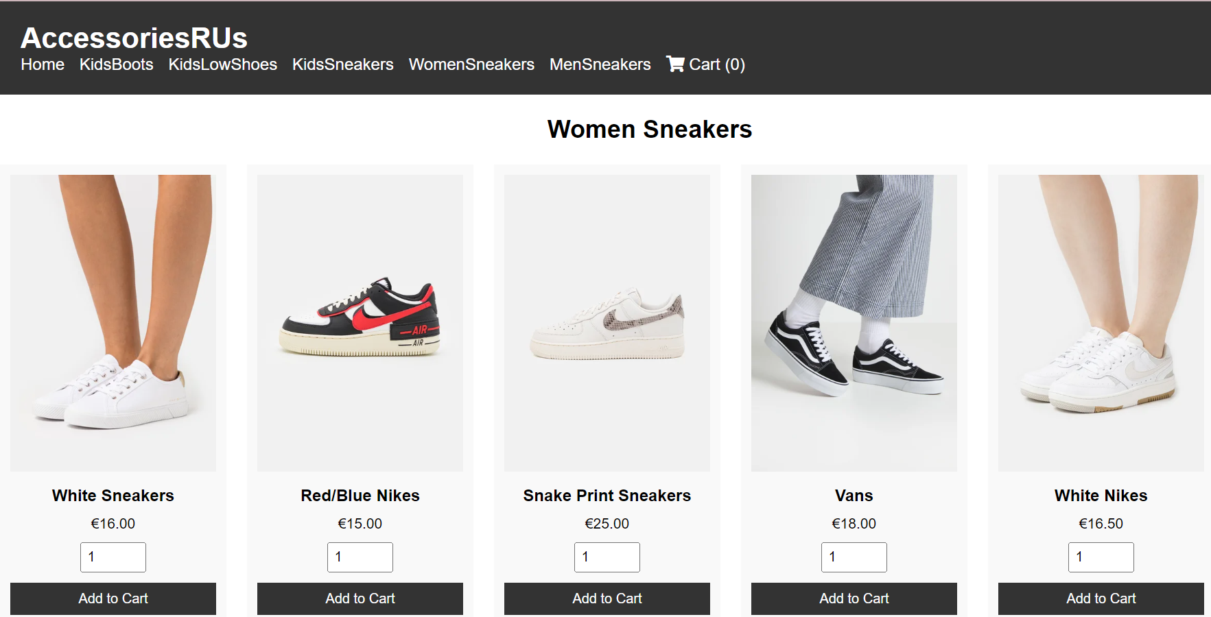 An image of the home page from AccessoriesRUs